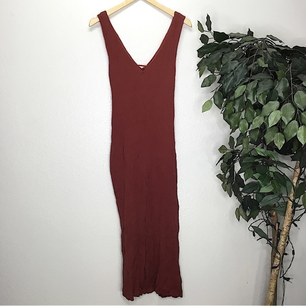 Astr Red Rust Crinkle Material Jumpsuit